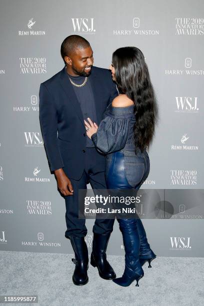 Kanye West and Kim Kardashian West attend the WSJ. Magazine 2019 Innovator Awards sponsored by Harry Winston and Rémy Martinat MOMA on November 06,...