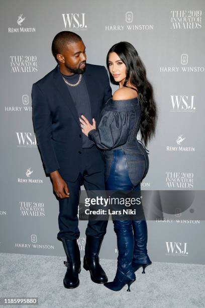 Kanye West and Kim Kardashian West attend the WSJ. Magazine 2019 Innovator Awards sponsored by Harry Winston and Rémy Martinat MOMA on November 06,...