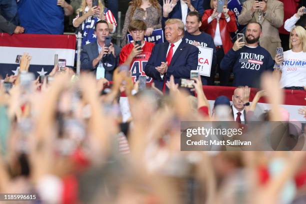 President Donald Trump speaks during a "Keep America Great" rally at the Monroe Civic Center on November 06, 2019 in Monroe, Louisiana. President...