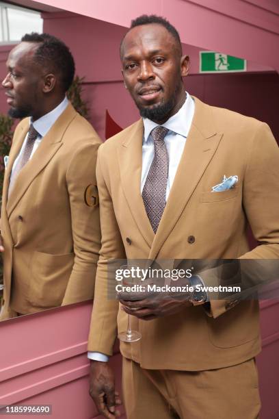 Usain Bolt attends Oaks Day at Flemington Racecourse on November 07, 2019 in Melbourne, Australia.