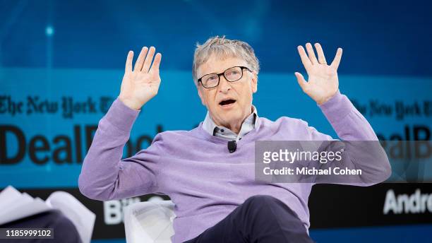 Bill Gates, Co-Chair, Bill & Melinda Gates Foundation speaks onstage at 2019 New York Times Dealbook on November 06, 2019 in New York City.