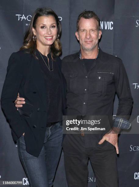 Actors Bridget Moynahan and Thomas Jane attend the "Crown Vic" New York screening at Village East Cinema on November 06, 2019 in New York City.