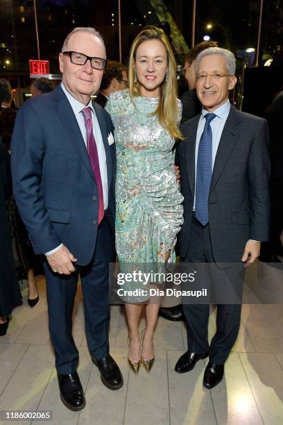 Thomas H. Lee, Anna Nikolayevsky, and Joshua Friedman attend the Lincoln Center Fall Gala Honoring John E. Waldron on November 06, 2019 in New York...