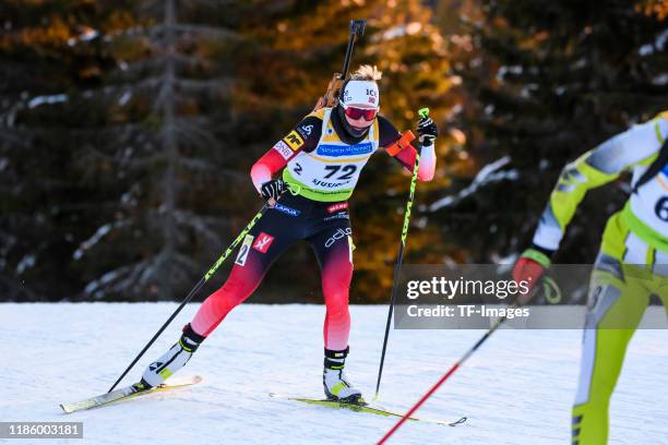 Hilde Fenne of Norway in action competes during the Women 7.5 km Sprint Competition of the IBU Cup Biathlon Sjusjoen on November 30, 2019 in...