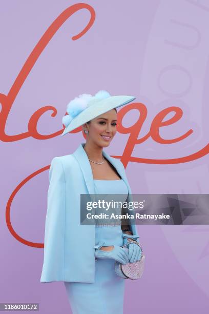 Jaimee Belle Kennedy attends Oaks Day at Flemington Racecourse on November 07, 2019 in Melbourne, Australia.