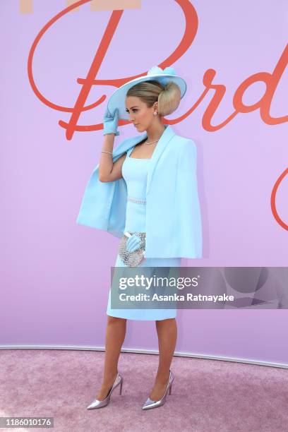 Jaimee Belle Kennedy attends Oaks Day at Flemington Racecourse on November 07, 2019 in Melbourne, Australia.