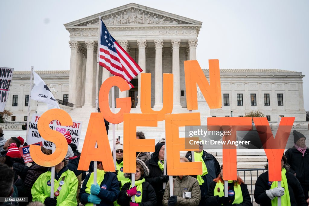 Activists Rally As Supreme Court Hears Arguments NYC Gun Control Case