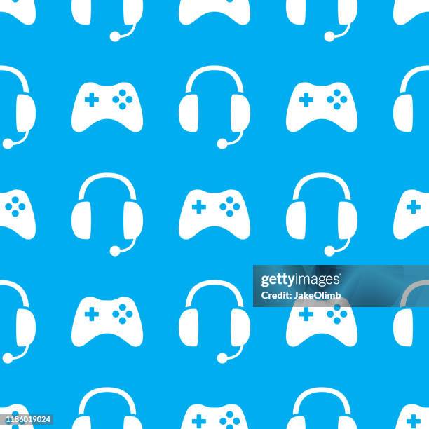 game controller und headset-muster - nerd wallpaper stock-grafiken, -clipart, -cartoons und -symbole