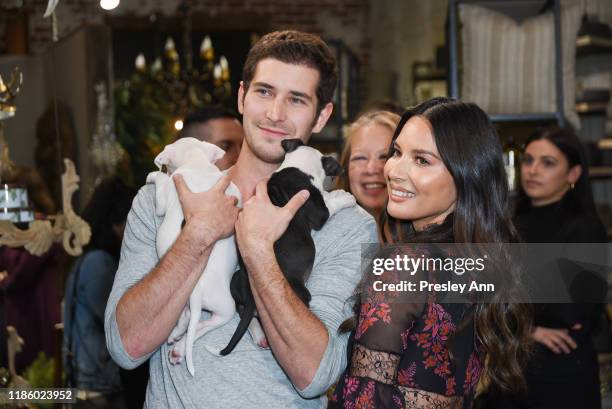 Tucker Roberts and Olivia Munn attend Love Leo Rescue's 2nd Annual Cocktails for a Cause at Rolling Greens Los Angeles on November 06, 2019 in Los...