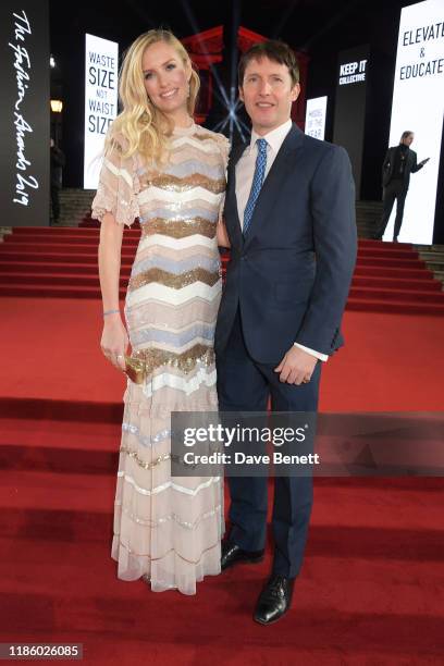 Sofia Wellesley and James Blunt arrive at The Fashion Awards 2019 held at Royal Albert Hall on December 2, 2019 in London, England.