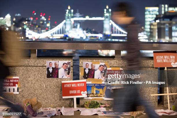 Tributes to Cambridge University graduates Jack Merritt and Saskia Jones on London Bridge, who were both stabbed to death by 28-year-old convicted...