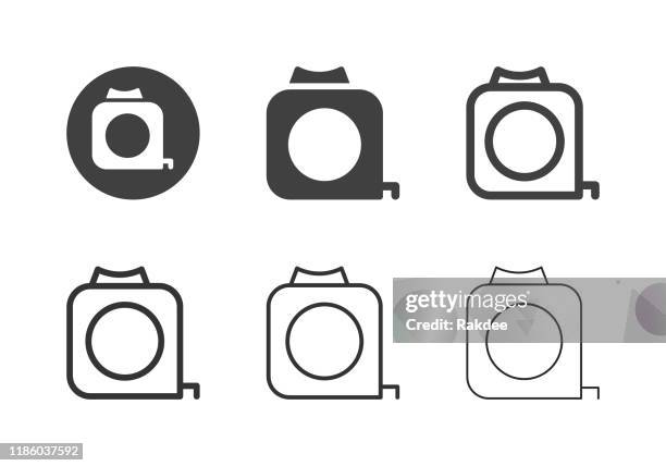 illustrazioni stock, clip art, cartoni animati e icone di tendenza di icone del nastro di misura - serie multi - pollice sistema metrico anglosassone
