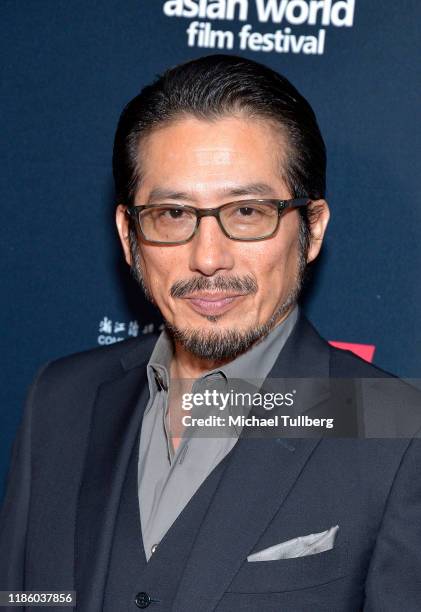 Actor Hiroyuki Sanada attends the opening night premiere of "Just Mercy" at the 5th annual Asian World Film Festival at ArcLight Culver City on...