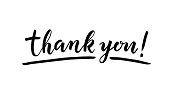 Thank you lettering on white background. Hand drawn inscription
