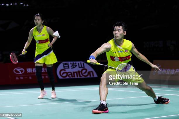Chan Peng Soon and Goh Liu Ying of Malaysia compete in the Mixed Doubles second round match against Robin Tabeling and Selena Piek of Netherlands on...