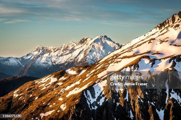 views of mount aspiring national park from brewster hut, nz - ski new zealand stock pictures, royalty-free photos & images