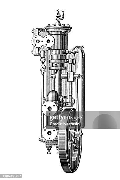 stockillustraties, clipart, cartoons en iconen met aan de muur gemonteerde, stoom aangedreven pomp - water valve