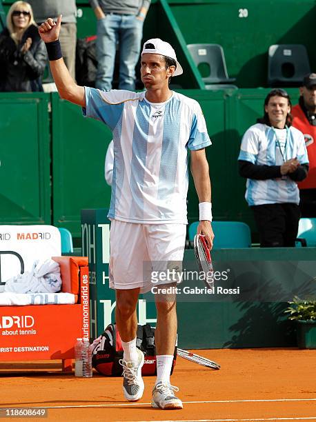 Argentina tennis player Juan Ignacio Chela in action during the match against Korolev, from Kazakhstan on third day of the series between Argentina...