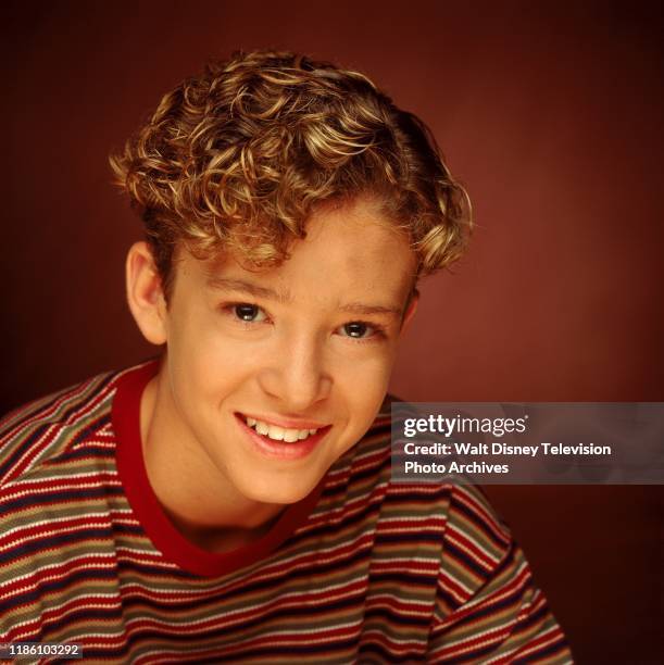 Studio portrait of American actor and Mouseketeer Justin Timberlake child star of the television show 'The Mickey Mouse Club' pose for a portrait on...