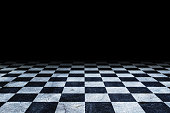 Black And White Checker floor Grunge Room. Checker floor empty space