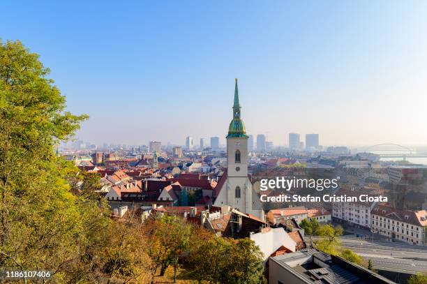 bratislava skyline and st martin's cathedral - slovakia stock pictures, royalty-free photos & images