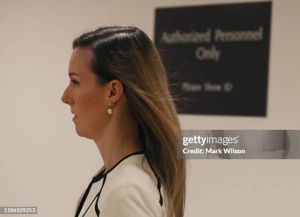 Jennifer Williams, Foreign Service Officer at the State Department is escorted to a closed-door deposition, on November 7, 2019 in Washington, DC....