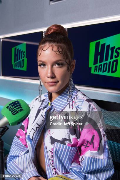 Halsey visits Hits Radio on November 07, 2019 in London, England.