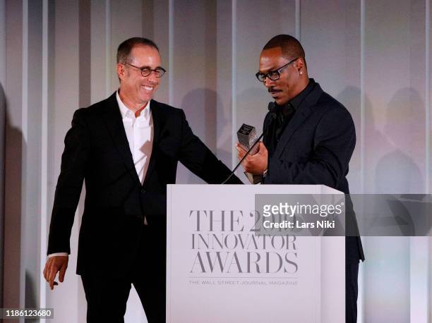 Jerry Seinfeld and Eddie Murphy attend the WSJ. Magazine 2019 Innovator Awards Sponsored By Harry Winston And Rémy Martin at MOMA on November 06,...