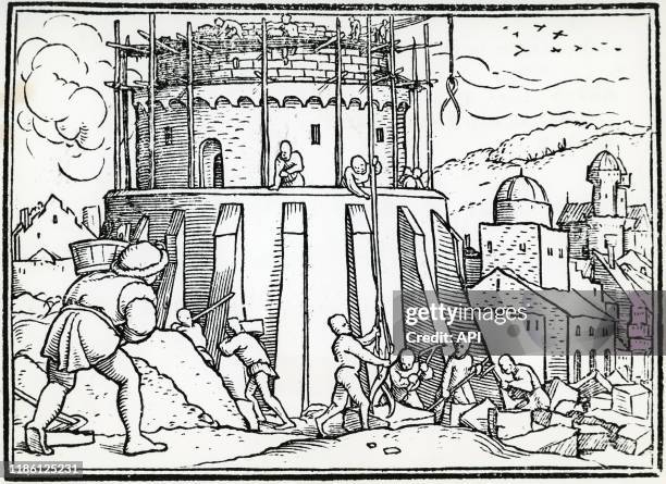 Construction de la tour de Babel, gravure de Hans Holbein le Jeune.