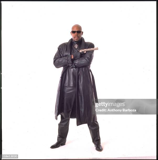 Portrait of African American actor Avery Brooks, dressed for the role of Hawk, a streetwise partner to Spenser, the hero of Robert B. Parker's...