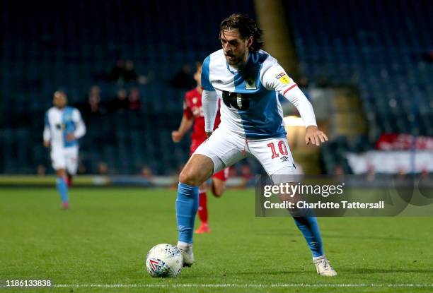 Danny Graham of Blackburn Rovers runs with the ball during the Sky Bet Championship match between Blackburn Rovers and Nottingham Forest at Ewood...