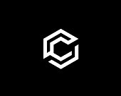 Abstract letter C vector  icon design modern minimal style illustration. Hexagon alphabet emblem sign symbol mark type