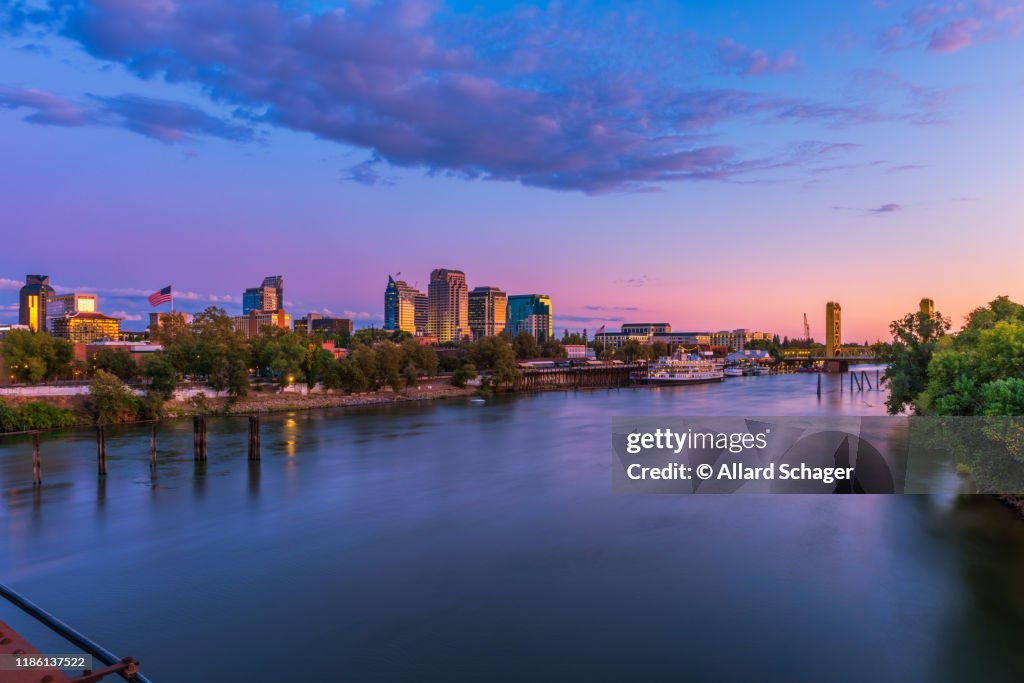 Skyline of Sacramento California at Dusk