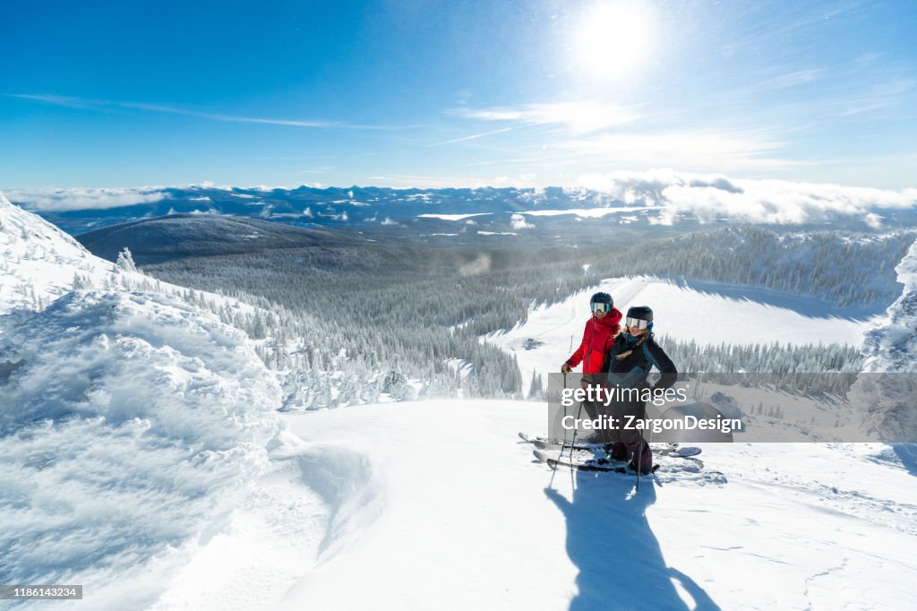 Couple on a ski hill