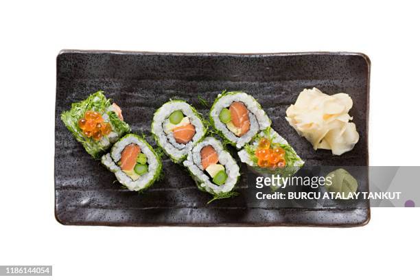 sushi plate - sushi plate stock pictures, royalty-free photos & images