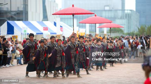 the 18th dream yosakoi festival 2019 - yosakoi festival stock pictures, royalty-free photos & images