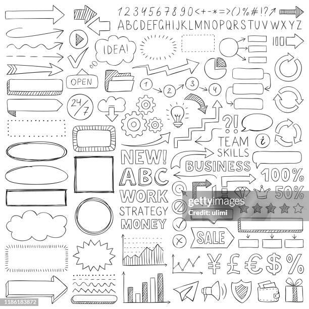 doodle design elements - black and white sketch clouds stock illustrations