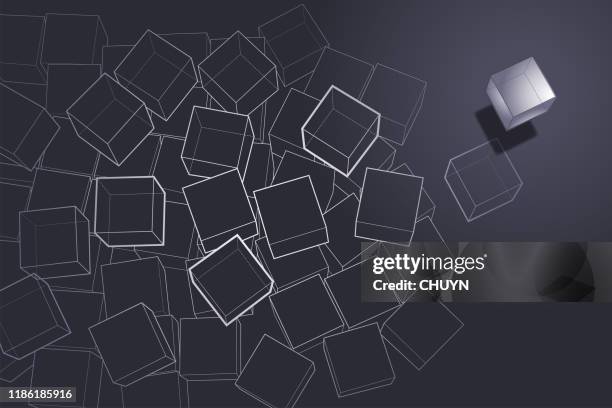 wire cubes - virtual reality construction stock illustrations