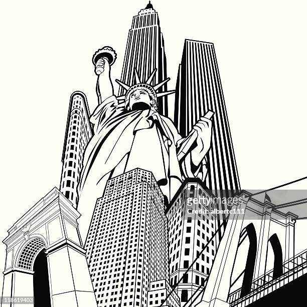ilustrações, clipart, desenhos animados e ícones de superplex nyc - ponte suspensa