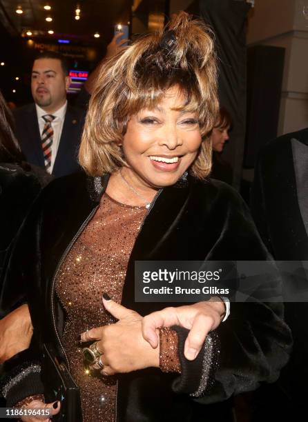 Tina Turner arrives at the opening night of "Tina - The Tina Turner Musical" at Lunt-Fontanne Theatre on November 07, 2019 in New York City.
