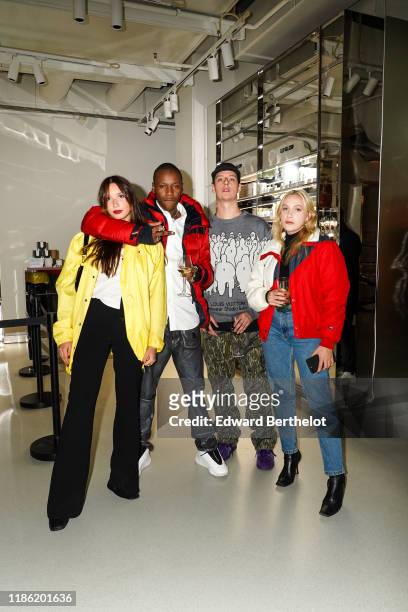 Alice Vaillant, Francksinner, Youthofparis, Emman, are seen during Moncler House Of Genius : Paris Opening Event at Galeries Lafayette Champs-Elysees...