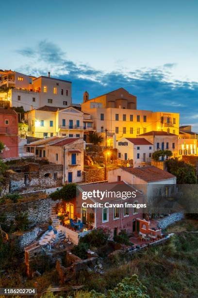 view of ioulida village on kea island in greece. - keas stock pictures, royalty-free photos & images