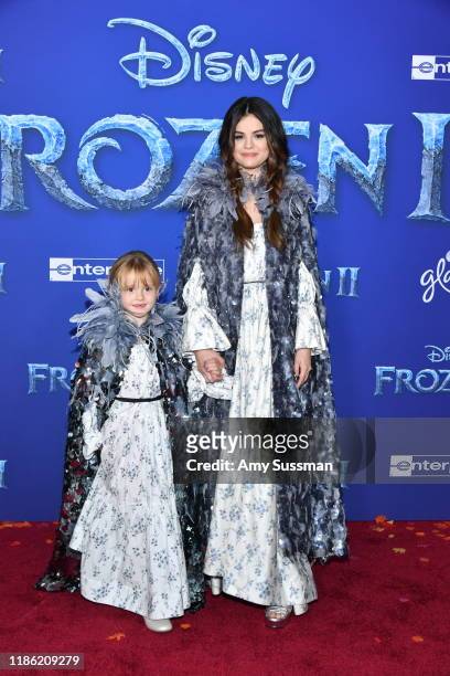Gracie Teefey and Selena Gomez attend the premiere of Disney's "Frozen 2" at Dolby Theatre on November 07, 2019 in Hollywood, California.