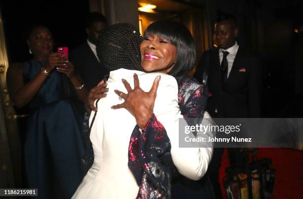 Lupita Nyong'o and Cicely Tyson embrace at the NAACP LDF 33rd National Equal Justice Awards Dinner at Cipriani 42nd Street on November 07, 2019 in...