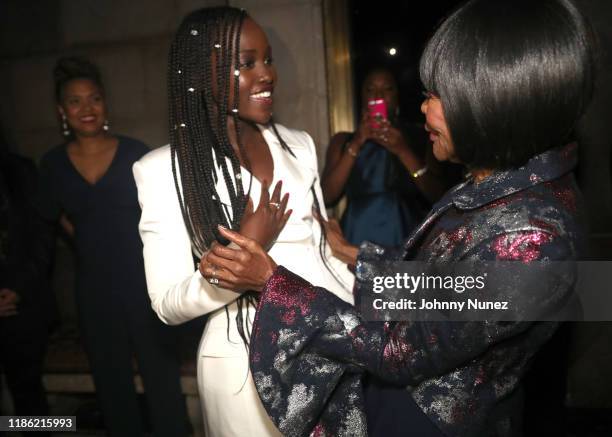 Lupita Nyong'o and Cicely Tyson embrace at the NAACP LDF 33rd National Equal Justice Awards Dinner at Cipriani 42nd Street on November 07, 2019 in...