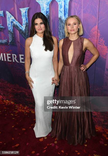 Idina Menzel and Kristen Bell attend the premiere of Disney's "Frozen 2" at Dolby Theatre on November 07, 2019 in Hollywood, California.