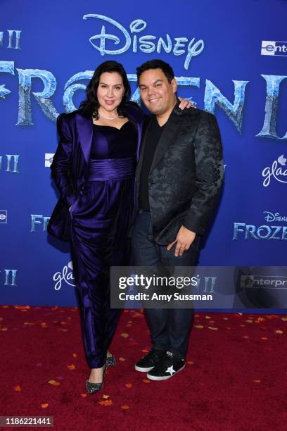 Kristen Anderson-Lopez and Robert Lopez attend the premiere of Disney's "Frozen 2" at Dolby Theatre on November 07, 2019 in Hollywood, California.