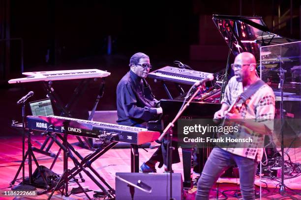 American pianist Herbie Hancock performs live on stage during a concert at the Philharmonie on December 2, 2019 in Berlin, Germany.