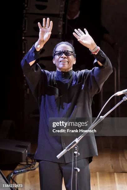 American pianist Herbie Hancock performs live on stage during a concert at the Philharmonie on December 2, 2019 in Berlin, Germany.