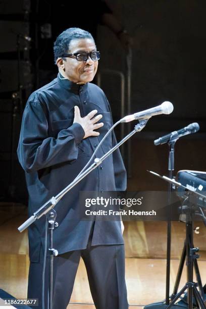 American pianist Herbie Hancock performs live on stage during a concert at the Philharmonie on December 2, 2019 in Berlin, Germany.
